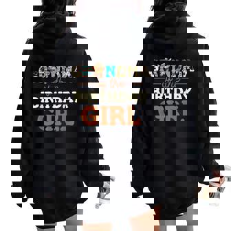 Grandma Of The Birthday Girl Highland Cow Print First Bday Women Oversized Hoodie Back Print - Thegiftio