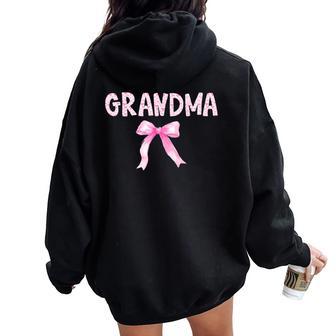 Grandma Birthday Squad Matching Coquette Bow Family Party Women Oversized Hoodie Back Print - Thegiftio UK