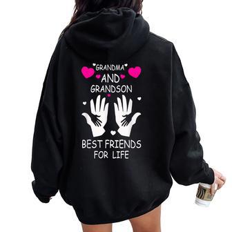 Grandma And Grandson Best Friends For Life Women Oversized Hoodie Back Print - Thegiftio