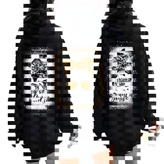 Granny Life Bleached Leopard Messy Bun Mother's Day Women Oversized Hoodie Back Print | Mazezy