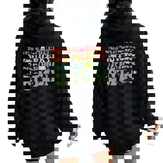 Groovy Dear Cancer You Picked The Wrong Bitch Cancer Warrior Women Oversized Hoodie Back Print - Thegiftio