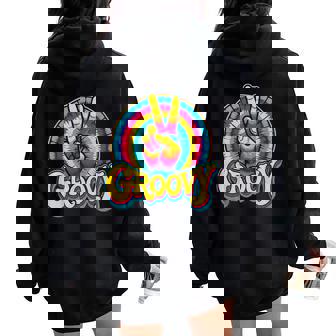 Groovy Peace Sign Hippie Retro Tie Dye Women Oversized Hoodie Back Print - Thegiftio