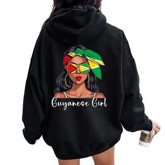 Guyanese Souvenirs Products Woman Flag Girl Guyana Women Oversized Hoodie Back Print - Thegiftio UK
