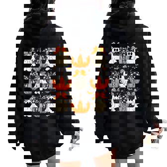 Halloween Ghost Coquette Bow Pumpkin Spooky Boo Girl Women Oversized Hoodie Back Print - Seseable