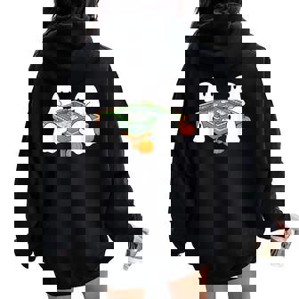 Halloween Ghost Playing Mahjong Spooky Season Game Day Fall Women Oversized Hoodie Back Print - Thegiftio