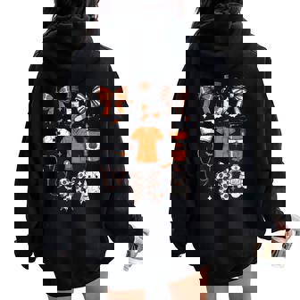 Halloween Nurse Ghost Coquette Bow Medical Scrubs Coffee Cup Women Oversized Hoodie Back Print - Thegiftio