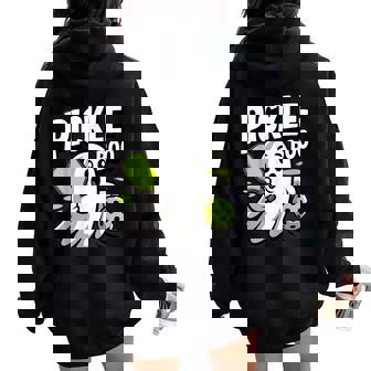 Halloween Pickleball Player Pickle Boo Ghost Women Oversized Hoodie Back Print - Thegiftio