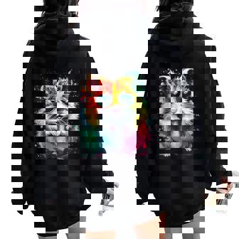 Hamster Sunglasses Colorful Watercolor Hamster Sunglasses Women Oversized Hoodie Back Print | Mazezy