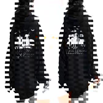 Happy Halloween Horse Ghost 2025 Women Oversized Hoodie Back Print - Thegiftio