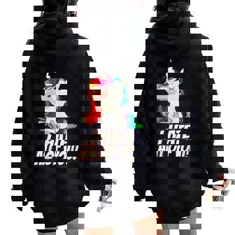 I Hate All Of You Licorne Arc-En-Ciel Doigt D'honneur Sweat à capuche oversize pour femme avec imprimé dans le dos - Cadeauxyz