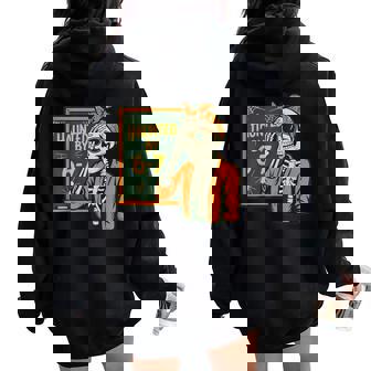 Haunted By 6-7 Teacher 67 Halloween Skeleton Six Seven Women Oversized Hoodie Back Print | Seseable UK