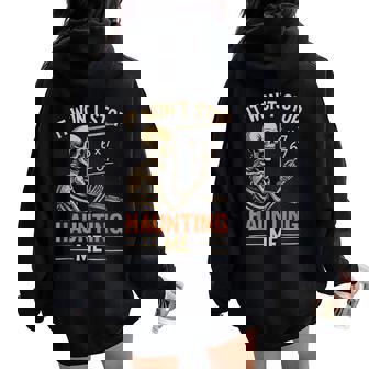 Haunted By 67 Skeleton Math Teacher Student Halloween Humor Women Oversized Hoodie Back Print | Mazezy