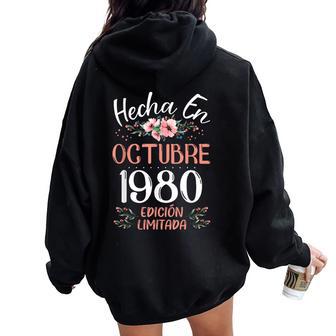 Hecha En Octubre 1980 Regalo 45 Años Cumpleaños Women Oversized Hoodie Back Print - Regaloses