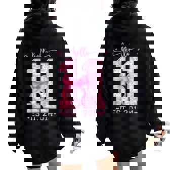 Hello Eleven Est 2014 Pink Coquette Bow 11Th Birthday Girl Women Oversized Hoodie Back Print | Seseable CA