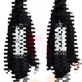 Hello Eleven Est 2015 Pink Coquette Bow 11Th Birthday Girl Women Oversized Hoodie Back Print | Seseable CA