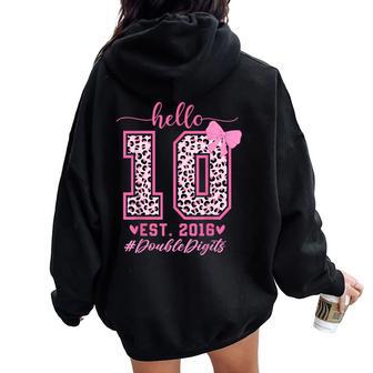 Hello Ten Est 2016 Bow 10Th Birthday Double Digits Girls Women Oversized Hoodie Back Print | Mazezy