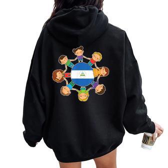 Herencia Niños Tomados De La Mano Nicaragua Women Oversized Hoodie Back Print - Regaloses