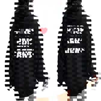 Humour Papa Et Maman Amour J'aime Mes Beaux Parents Sweat à capuche oversize pour femme avec imprimé dans le dos - Cadeauxyz