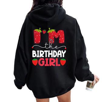 I'm The Berry First Birthday Girl Strawberry Women Oversized Hoodie Back Print - Thegiftio UK