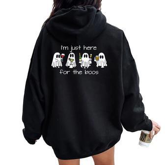 I'm Just Here For The Boos Halloween Ghost Womens Women Oversized Hoodie Back Print | Mazezy