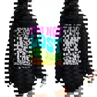 I’M Not Lost I’M Just Sidequesting – Rave Edm Groovy Women Oversized Hoodie Back Print | Mazezy