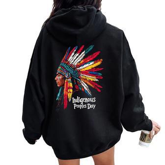Indigenous Peoples’ Day Feather Hat & Native Women Oversized Hoodie Back Print - Thegiftio UK