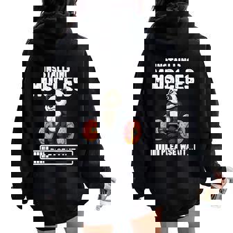 Instalando Músculos Panda Levantando Donuts Divertido Gimnasio Meme Women Oversized Hoodie Back Print - Regaloses