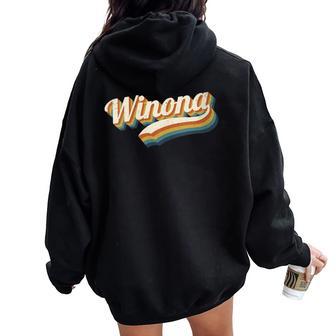 Intage Winona Nombre Personalizado Winona Cuello Women Oversized Hoodie Back Print - Regaloses