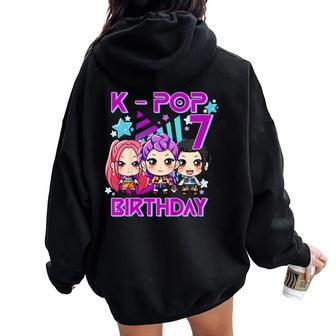 It's My 7Th Birthday Cute Chibi Kpop 7Th Birthday Girl Women Oversized Hoodie Back Print - Thegiftio UK
