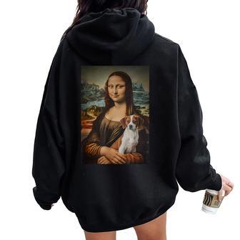 Jack Russel Mona Lisa Pittura Artistica Cane Mamma Papà Felpa con cappuccio oversize da donna con stampa posteriore - Novitaregali