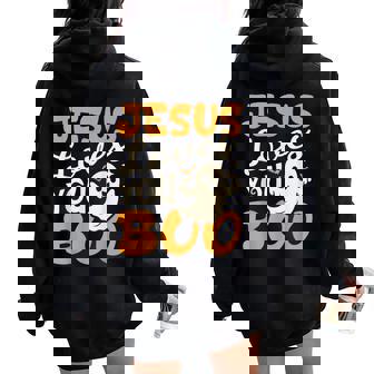 Jesus Loves You Boo Christian Halloween Ghost Women Oversized Hoodie Back Print | Seseable FR