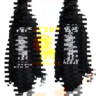 Jesus Loves Me Cute Lion Christian Women Oversized Hoodie Back Print - Seseable