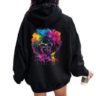 Junenth Black Woman Queen Afro African Melanin Dripping Women Oversized Hoodie Back Print - Thegiftio UK