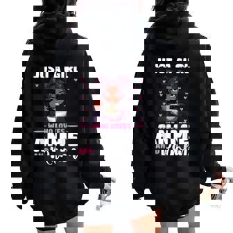 Just A Girl Who Loves Anime And Ramen African American Women Oversized Hoodie Back Print - Thegiftio