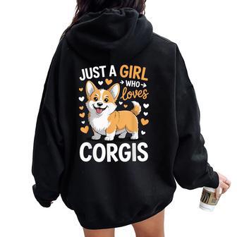 Just A Girl Who Loves Corgis Women Oversized Hoodie Back Print - Thegiftio UK