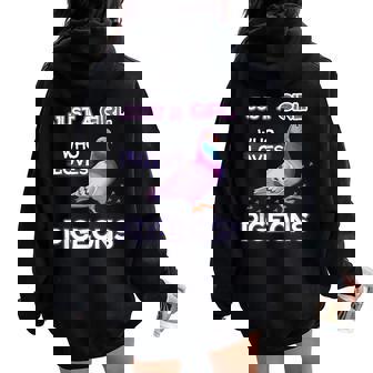 Just A Girl Who Loves Pigeons Pigeon Lover Owner Quote Women Oversized Hoodie Back Print | Mazezy