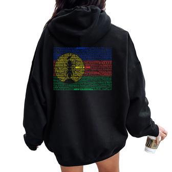 Kanaky Flag Map Nueva Caledonia En Idiomas Del Mundo Women Oversized Hoodie Back Print - Regaloses