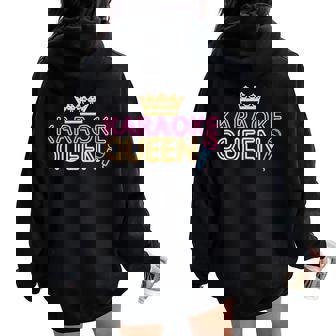 Karaoke Singer 80S Retro Vintage Karaoke Queen Women Oversized Hoodie Back Print - Thegiftio