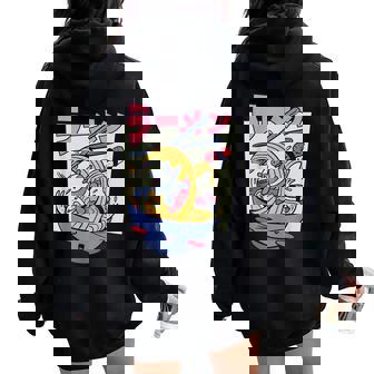 Kawaii Pandaurf Japonais Ramen Nouilles Etushi Anime Sweat à capuche oversize pour femme avec imprimé dans le dos - Cadeauxyz