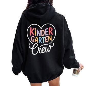Kindergarten Crew Kinder Crew Teacher Boy Girl Women Oversized Hoodie Back Print - Thegiftio UK