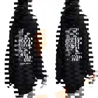 King Jesus Lion Of Judah Christian Cross Faith Women Oversized Hoodie Back Print | Seseable CA