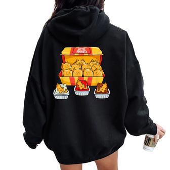 Kitten Nugget Food Pun Kitty Lover Chicken Nuggets Cat Women Oversized Hoodie Back Print - Thegiftio UK