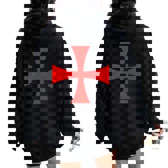 Knights Templar Cross Catholic Christian Order The Crusades Women Oversized Hoodie Back Print | Seseable CA