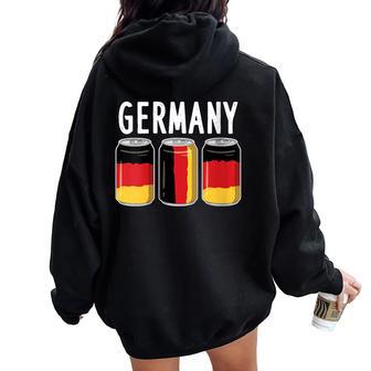 Latas De Bebidas Con La Bandera De Alemania Cuello Women Oversized Hoodie Back Print - Regaloses