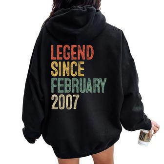 Legend February 2007 19Th Birthday Boy Girl 19 Year Old Women Oversized Hoodie Back Print | Mazezy