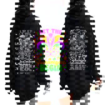 Let The Shenanigans Begin Mardi Gras Jester Mask Women Women Oversized Hoodie Back Print | Seseable FR