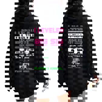 Leveled Up To Big Sister Again 2026 Promoted To Big Sister Women Oversized Hoodie Back Print | Seseable UK