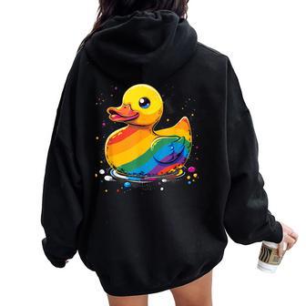 Lgbt Lgbtq Rainbow Lgbt Parade Rubber Duck Gay Pride Month Women Oversized Hoodie Back Print - Thegiftio UK