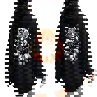 Lindo Panda Rojo Gráfico Para Es Y Niñas Boho Panda Manga Larga Women Oversized Hoodie Back Print - Regaloses