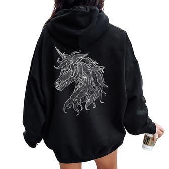 Lindos Unicornios Con Diseño De Mandala Y Unicornios A Juego Con La Manga Larga Women Oversized Hoodie Back Print - Regaloses